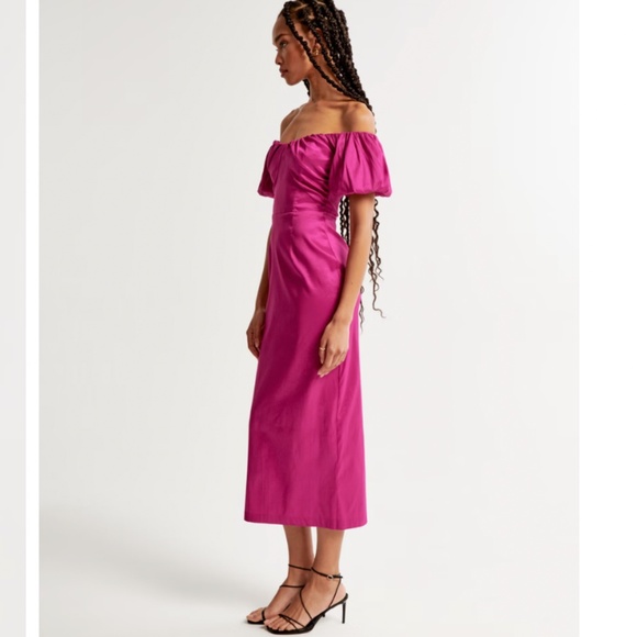 Abercrombie & Fitch Pink Midi Dress |  XS Petite - Picture 2 of 5